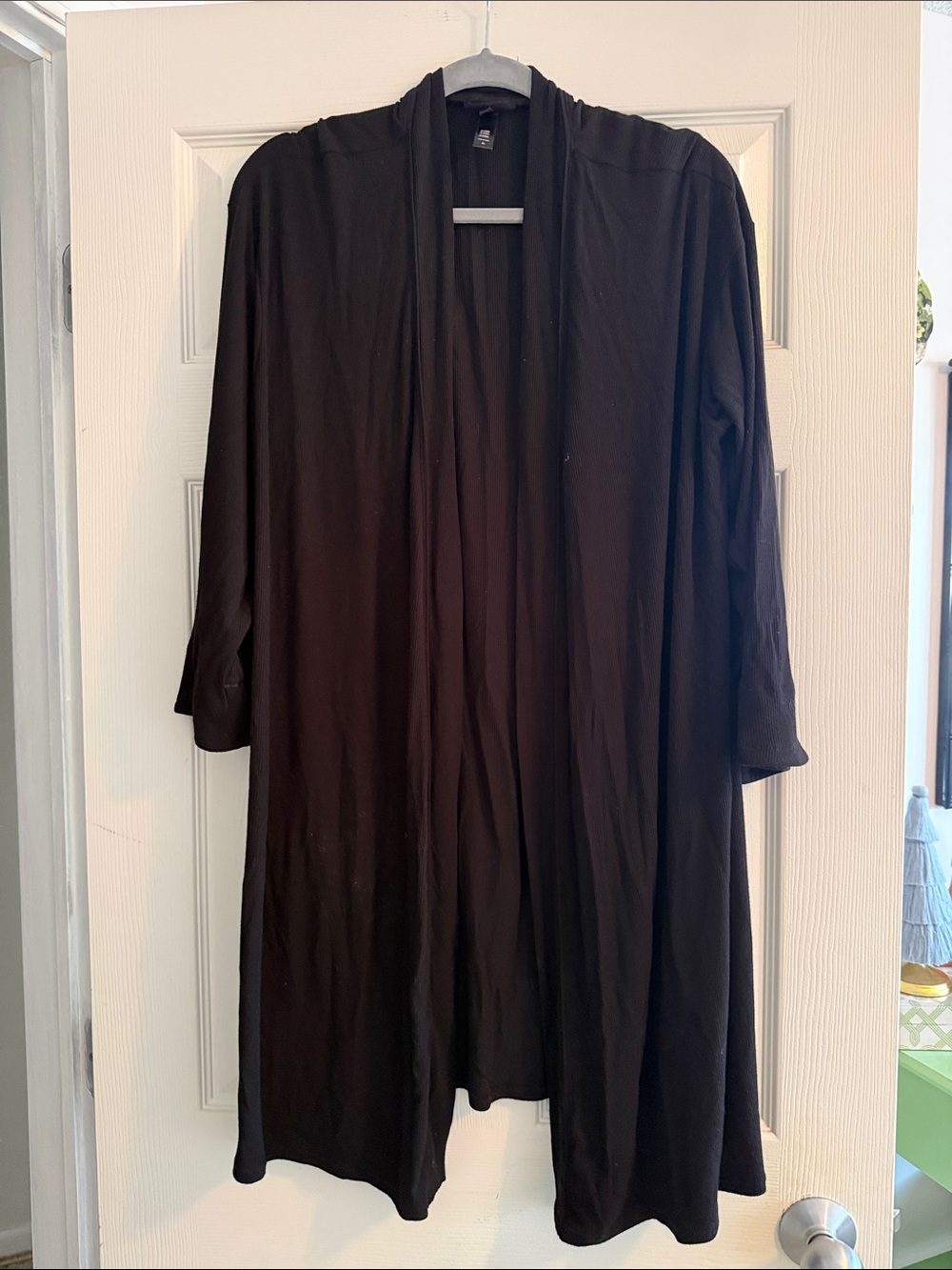 SKIMS Black Long Open-Front Robe Cardigan